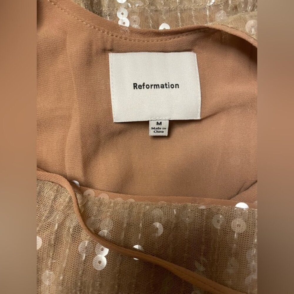 NWT Reformation Sereia Mini Dress in Champagne Sequin Long Sleeve | size M - Picture 10 of 14